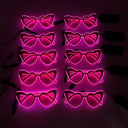 LED Heart Festival Glasses – Light Up Love Heart Sunglasses for Festivals, Parties & Bachelorette Events