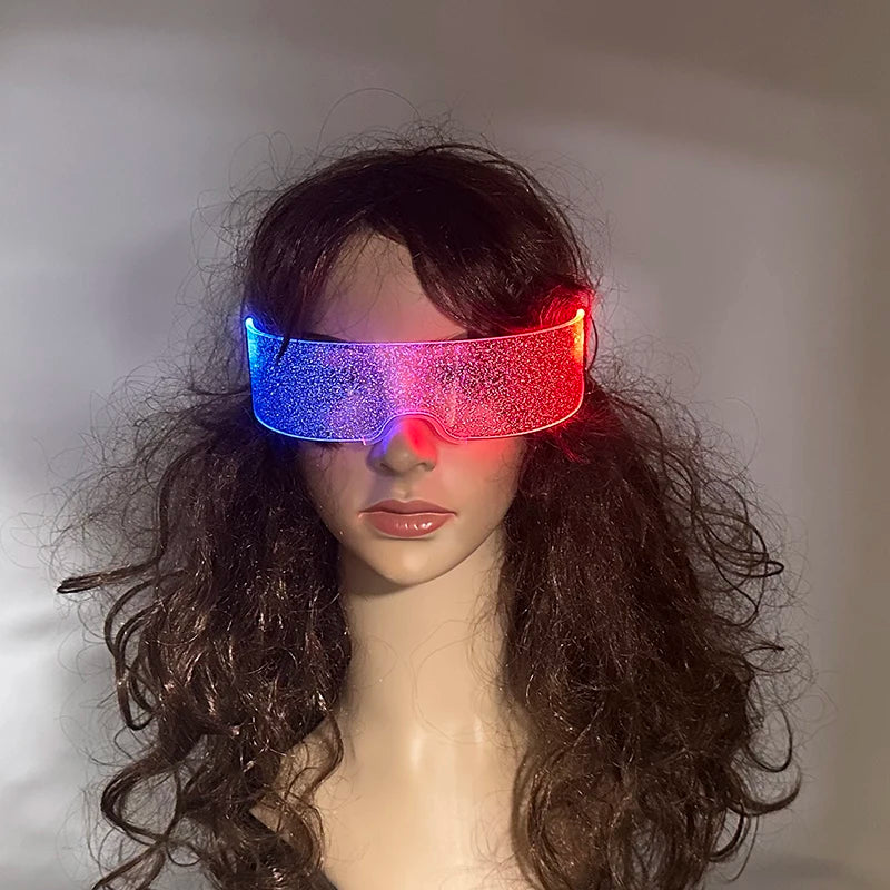 Rainbow LED Festival Glasses – Futuristic Light Up DJ Sunglasses for Raves, Concerts & Night Parties
