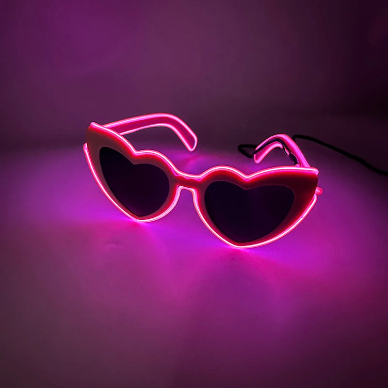 LED Heart Festival Glasses – Light Up Love Heart Sunglasses for Festivals, Parties & Bachelorette Events