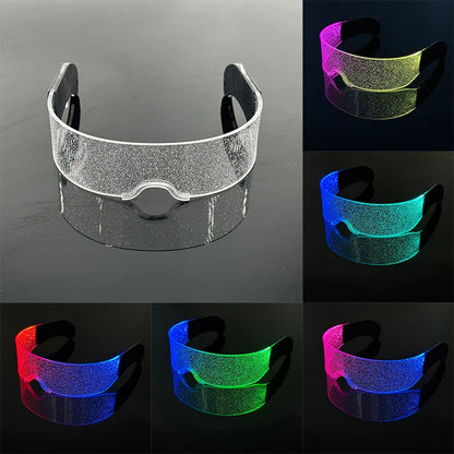 Rainbow LED Festival Glasses – Futuristic Light Up DJ Sunglasses for Raves, Concerts & Night Parties