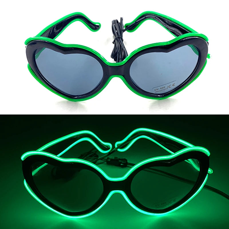 LED Heart Festival Glasses – Light Up Love Heart Sunglasses for Festivals, Parties & Bachelorette Events
