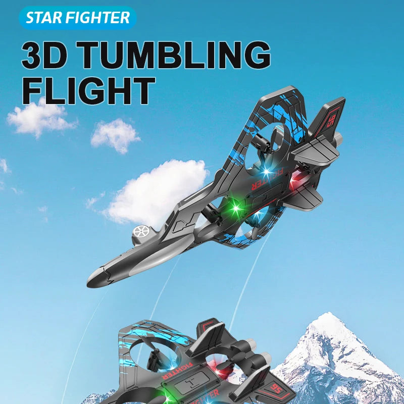 LED Remote Control Fighter Plane – 2.4G RC Foam Glider with Stunt Flight