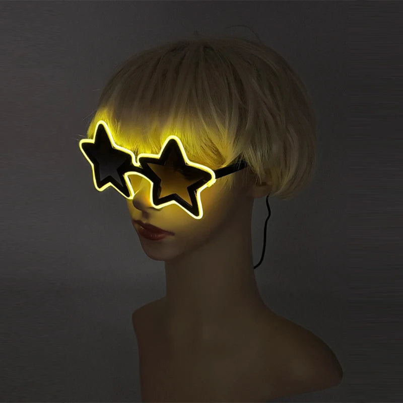 LED Star Festival Glasses – Light Up Rave Party Sunglasses for Festivals, Concerts & Night Events