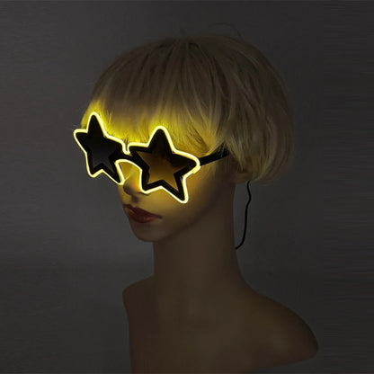 LED Star Festival Glasses – Light Up Rave Party Sunglasses for Festivals, Concerts & Night Events