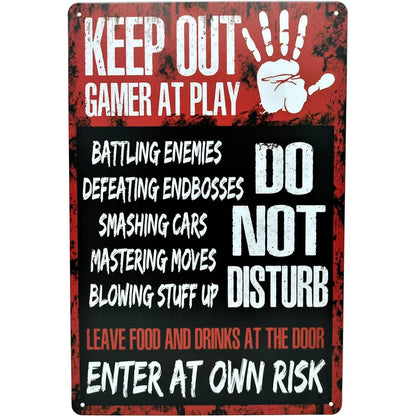 Gaming Room Metal Wall Sign – Retro Gamer Decor for Bedroom or Game Room