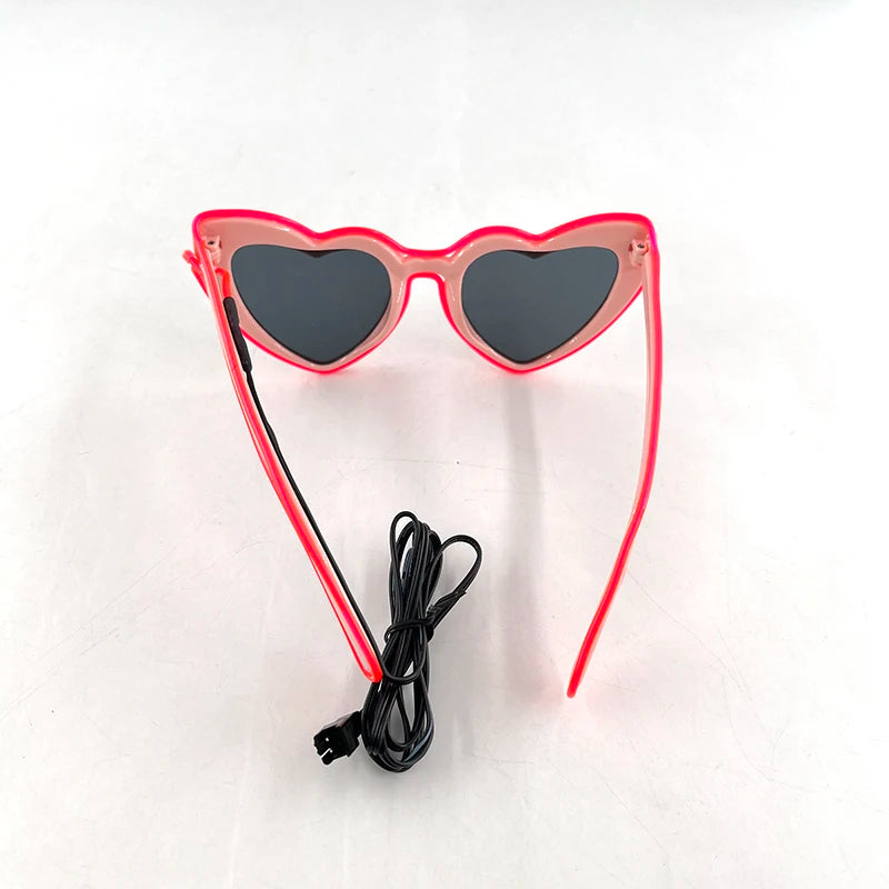 LED Heart Festival Glasses – Light Up Love Heart Sunglasses for Festivals, Parties & Bachelorette Events