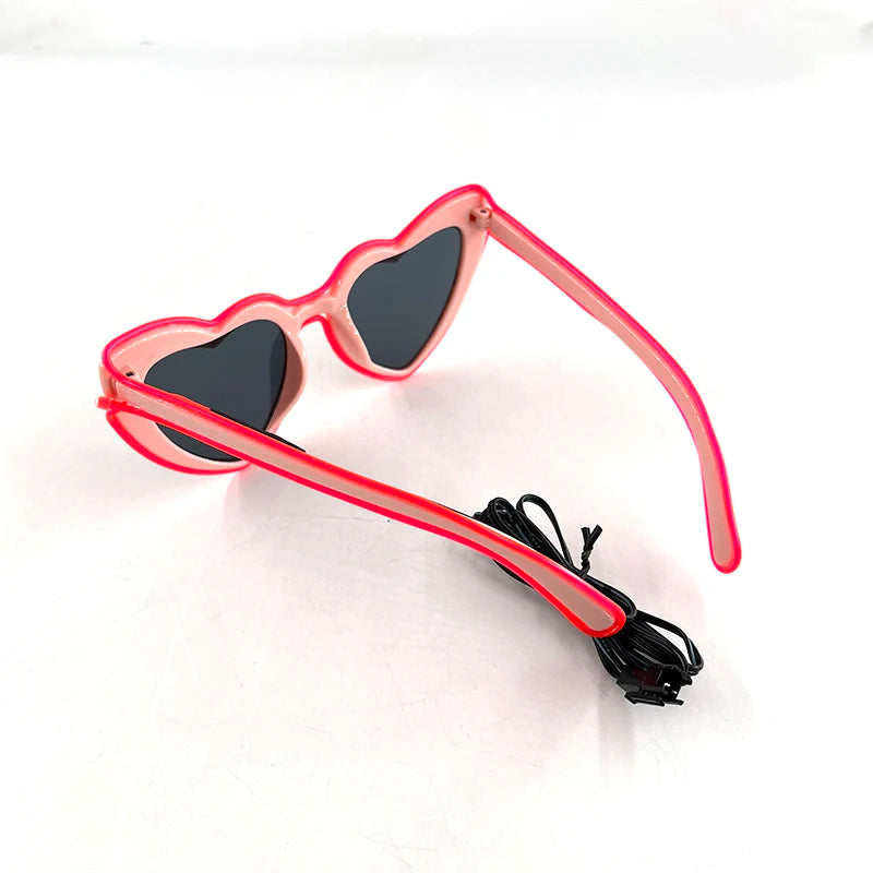 LED Heart Festival Glasses – Light Up Love Heart Sunglasses for Festivals, Parties & Bachelorette Events
