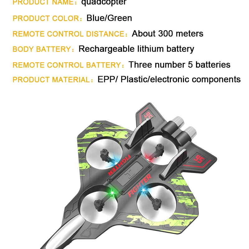 LED Remote Control Fighter Plane – 2.4G RC Foam Glider with Stunt Flight