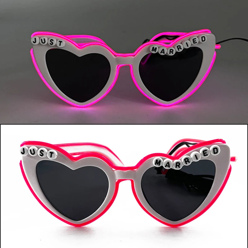 LED Heart Festival Glasses – Light Up Love Heart Sunglasses for Festivals, Parties & Bachelorette Events