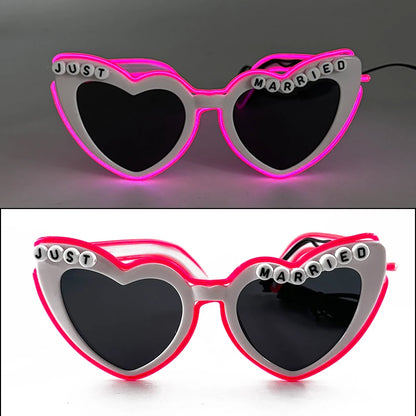LED Heart Festival Glasses – Light Up Love Heart Sunglasses for Festivals, Parties & Bachelorette Events