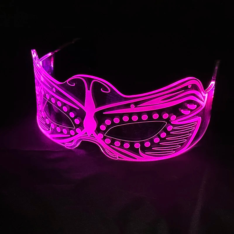 Rainbow LED Festival Glasses – Futuristic Light Up DJ Sunglasses for Raves, Concerts & Night Parties