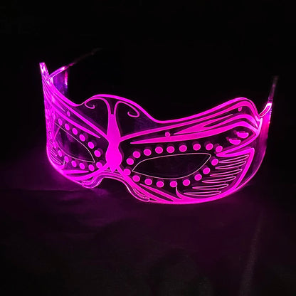 Rainbow LED Festival Glasses – Futuristic Light Up DJ Sunglasses for Raves, Concerts & Night Parties