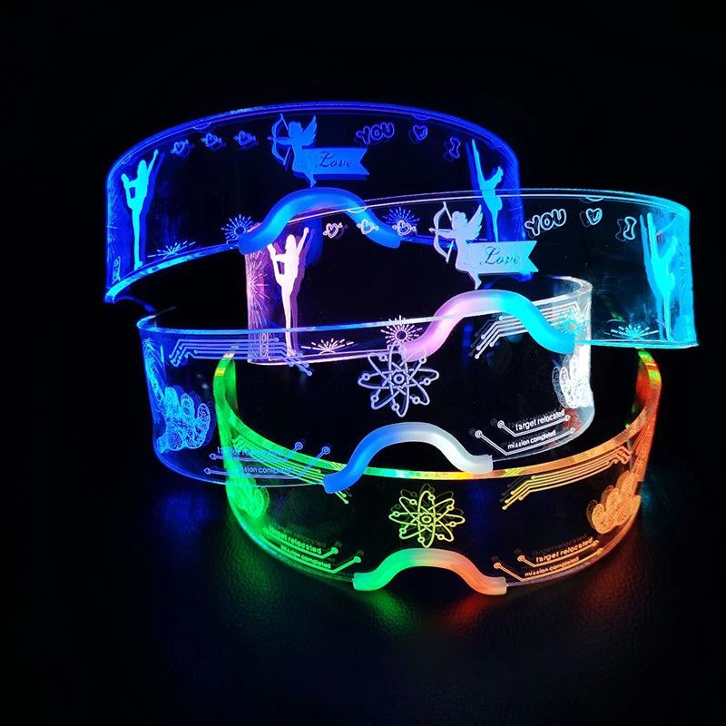 Rainbow LED Festival Glasses – Futuristic Light Up DJ Sunglasses for Raves, Concerts & Night Parties