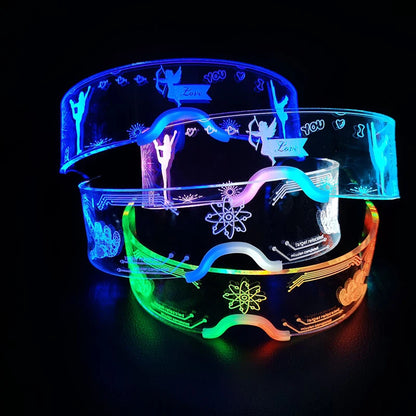 Rainbow LED Festival Glasses – Futuristic Light Up DJ Sunglasses for Raves, Concerts & Night Parties