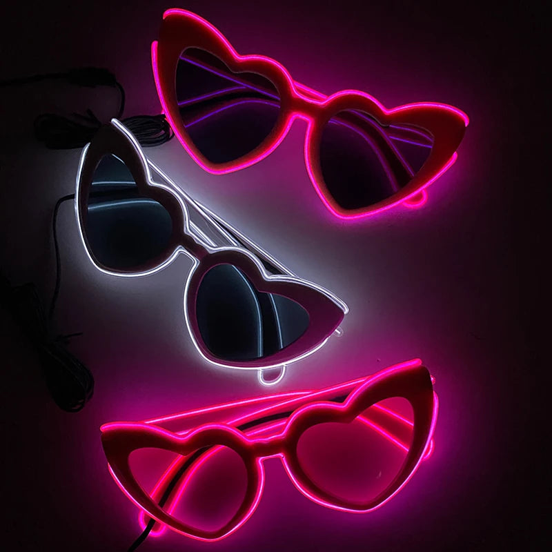 LED Heart Festival Glasses – Light Up Love Heart Sunglasses for Festivals, Parties & Bachelorette Events