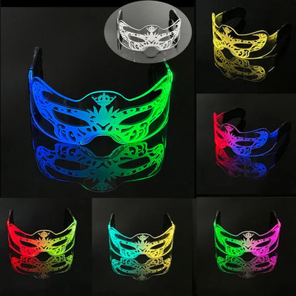 Rainbow LED Festival Glasses – Futuristic Light Up DJ Sunglasses for Raves, Concerts & Night Parties
