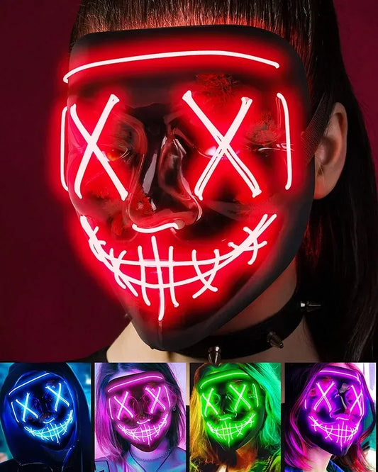 LED Glow Festival Mask – Neon Light Up Cosplay Mask for Raves, Festivals & Halloween Parties