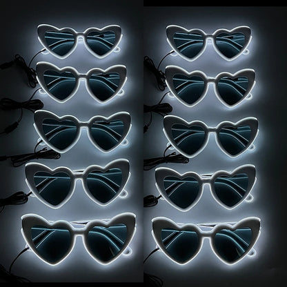 LED Heart Festival Glasses – Light Up Love Heart Sunglasses for Festivals, Parties & Bachelorette Events