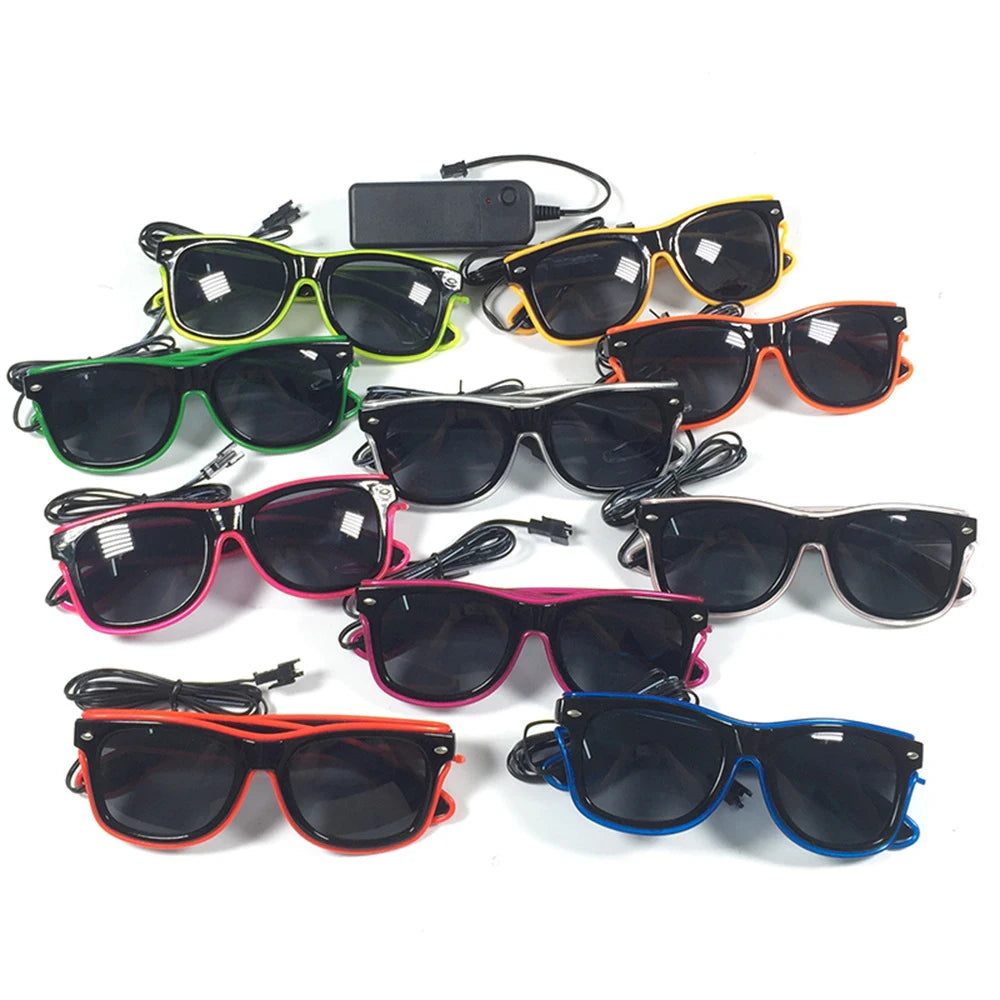 EL Wire LED Festival Glasses – Flashing Light Up Party Sunglasses for Rave Festivals & Night Events