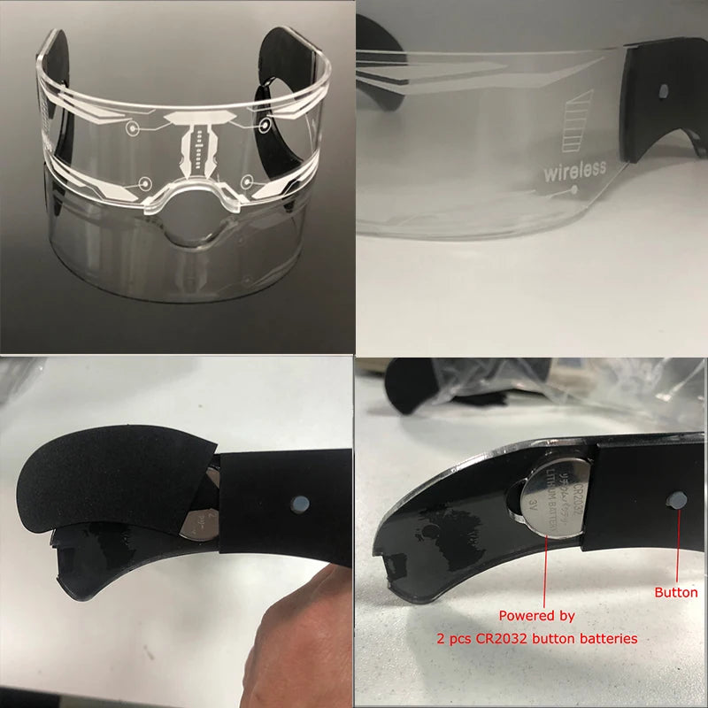 Rainbow LED Festival Glasses – Futuristic Light Up DJ Sunglasses for Raves, Concerts & Night Parties