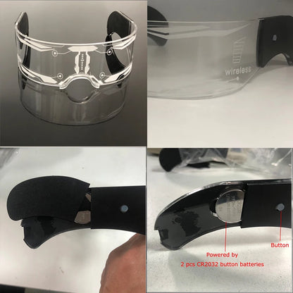 Rainbow LED Festival Glasses – Futuristic Light Up DJ Sunglasses for Raves, Concerts & Night Parties