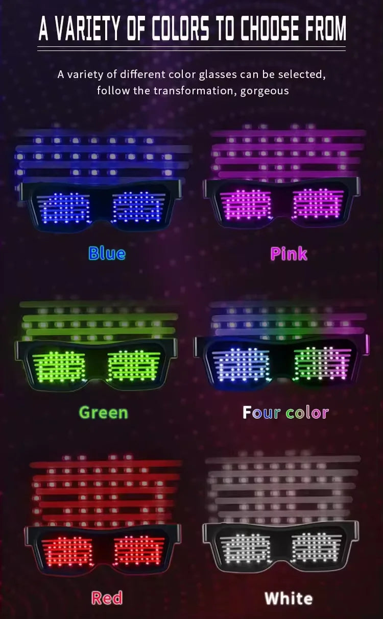 LED Smart Glasses – Bluetooth App Control LED Display Glasses for Music Festivals, Raves & Summer Parties