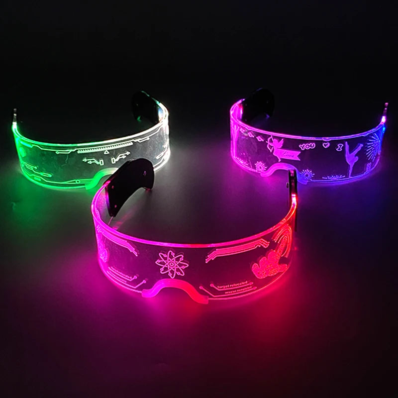 Rainbow LED Festival Glasses – Futuristic Light Up DJ Sunglasses for Raves, Concerts & Night Parties