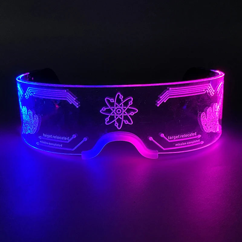 Rainbow LED Festival Glasses – Futuristic Light Up DJ Sunglasses for Raves, Concerts & Night Parties