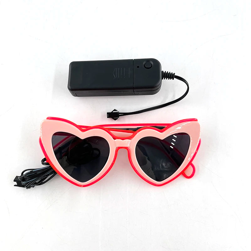 LED Heart Festival Glasses – Light Up Love Heart Sunglasses for Festivals, Parties & Bachelorette Events