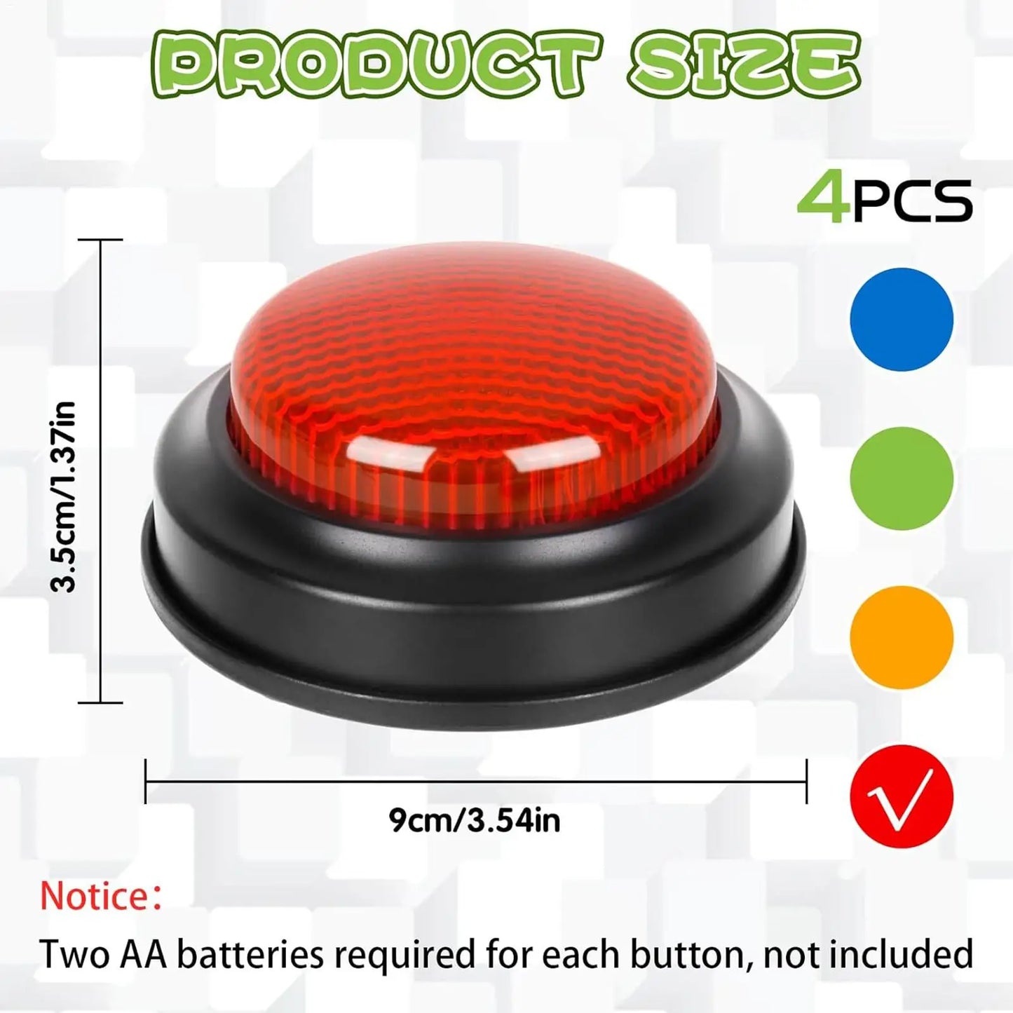 Game Buzzer Set – 4 Quick Answer Buttons with Lights for Quiz and Party Games