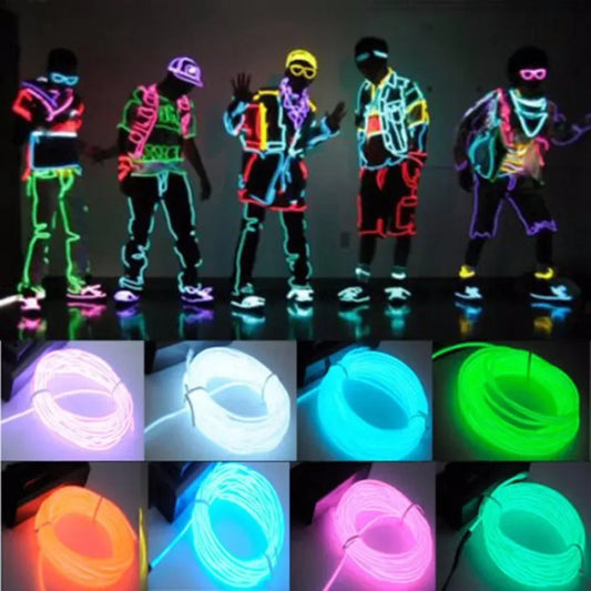 LED EL Wire Neon Light Cable – Glow Festival Costume Wire for Rave Outfits, Party Decorations & DIY Clothing