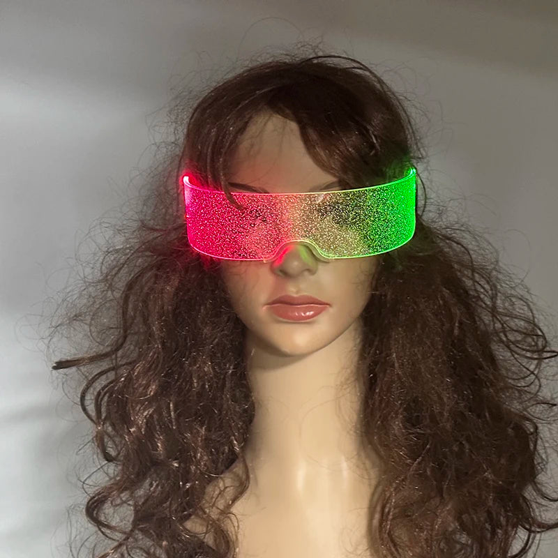 Rainbow LED Festival Glasses – Futuristic Light Up DJ Sunglasses for Raves, Concerts & Night Parties