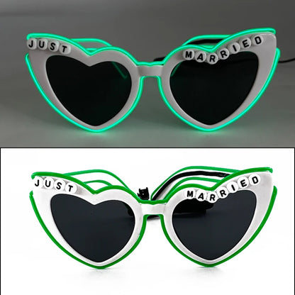 LED Heart Festival Glasses – Light Up Love Heart Sunglasses for Festivals, Parties & Bachelorette Events