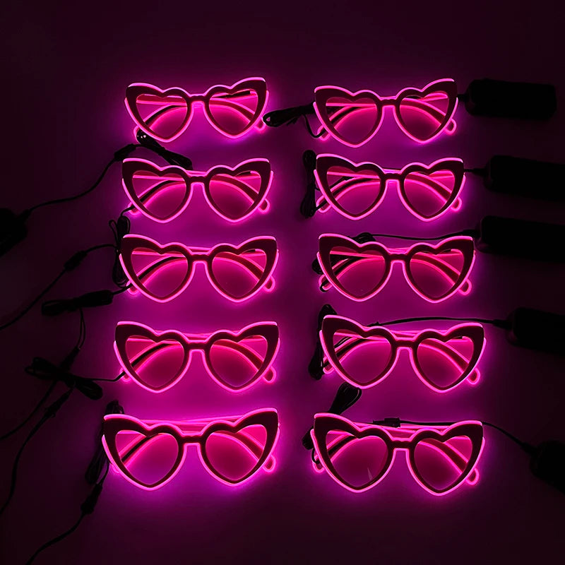 LED Heart Festival Glasses – Light Up Love Heart Sunglasses for Festivals, Parties & Bachelorette Events