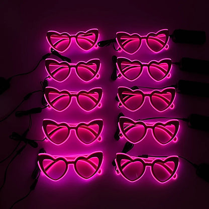 LED Heart Festival Glasses – Light Up Love Heart Sunglasses for Festivals, Parties & Bachelorette Events