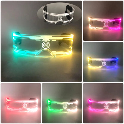 Rainbow LED Festival Glasses – Futuristic Light Up DJ Sunglasses for Raves, Concerts & Night Parties