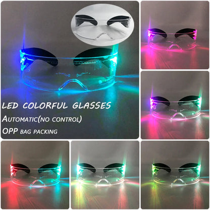 Rainbow LED Festival Glasses – Futuristic Light Up DJ Sunglasses for Raves, Concerts & Night Parties
