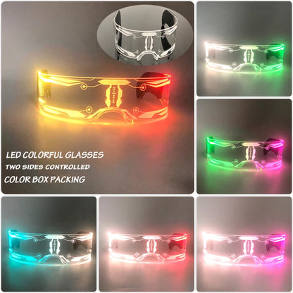 Rainbow LED Festival Glasses – Futuristic Light Up DJ Sunglasses for Raves, Concerts & Night Parties