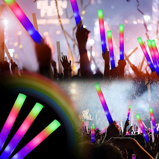 LED Foam Glow Sticks – Flashing Light Up Batons for Concerts, Festivals, Raves & Party Events