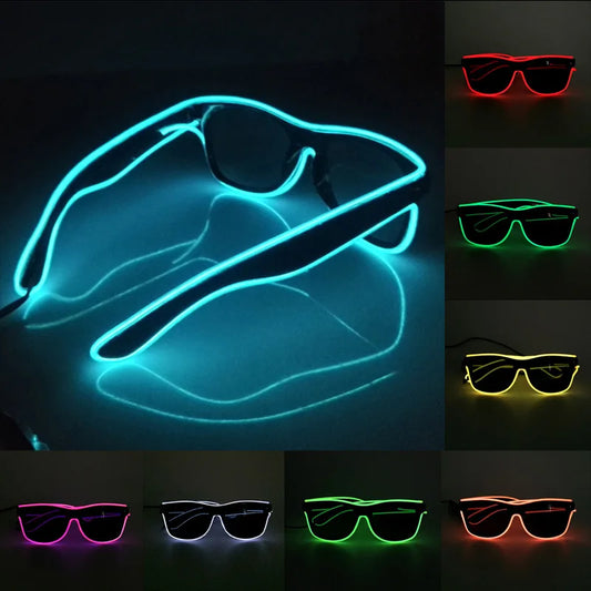 EL Wire LED Festival Glasses – Flashing Light Up Party Sunglasses for Rave Festivals & Night Events