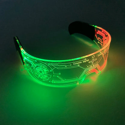 Rainbow LED Festival Glasses – Futuristic Light Up DJ Sunglasses for Raves, Concerts & Night Parties