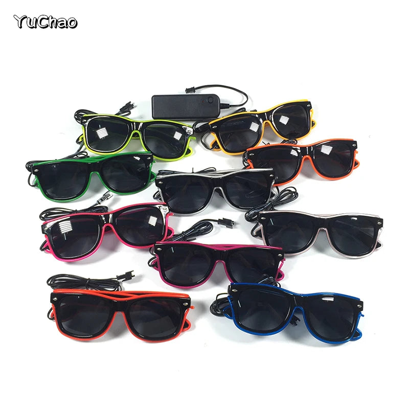 Rainbow LED Festival Glasses – Futuristic Light Up DJ Sunglasses for Raves, Concerts & Night Parties