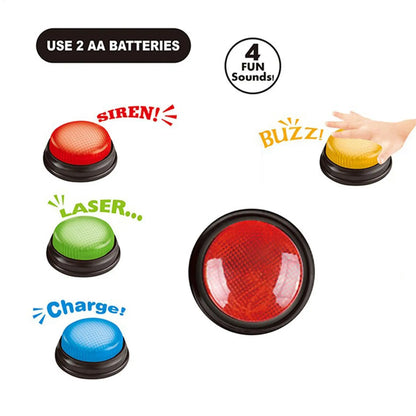 Game Buzzer Set – 4 Quick Answer Buttons with Lights for Quiz and Party Games