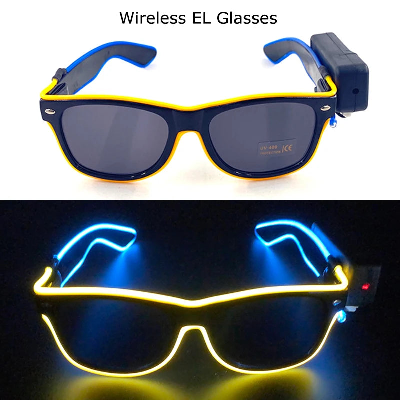 Wireless LED Festival Sunglasses – Glow Party UV400 Light Up Glasses for Rave Festivals & Night Events