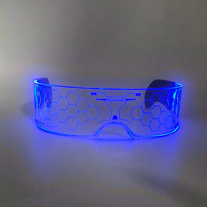 Rainbow LED Festival Glasses – Futuristic Light Up DJ Sunglasses for Raves, Concerts & Night Parties