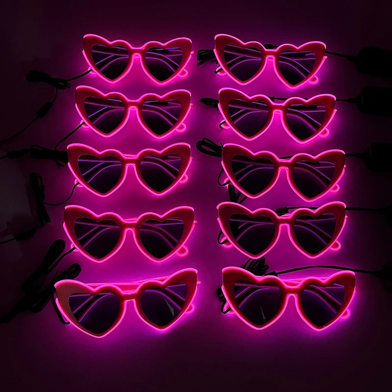 LED Heart Festival Glasses – Light Up Love Heart Sunglasses for Festivals, Parties & Bachelorette Events