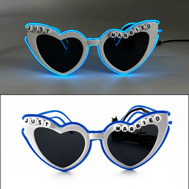 LED Heart Festival Glasses – Light Up Love Heart Sunglasses for Festivals, Parties & Bachelorette Events