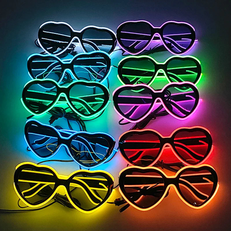 LED Heart Festival Glasses – Light Up Love Heart Sunglasses for Festivals, Parties & Bachelorette Events