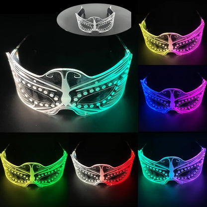 Rainbow LED Festival Glasses – Futuristic Light Up DJ Sunglasses for Raves, Concerts & Night Parties