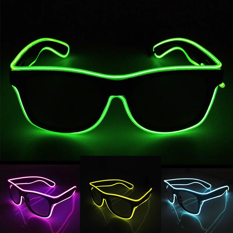 LED Rave Cosplay Glasses – Neon Light Up Festival Goggles for Music Festivals, DJ Parties & Clubs